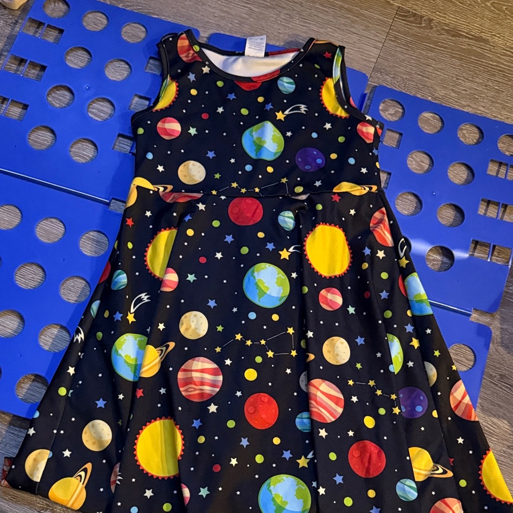 Colorful Planet Print Kids Dress